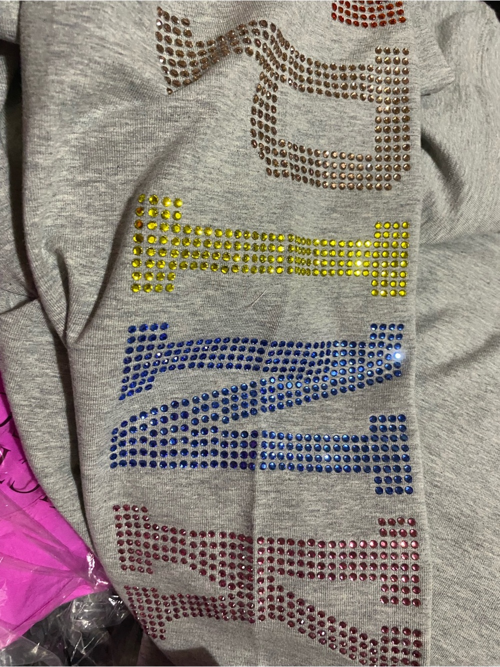 PINK Victoria's Secret Grey Leggings with Rainbow Dotted Side Print - Picture 3 of 4